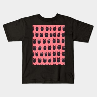 Black Cat Pattern, modern bright and pink Kids T-Shirt
